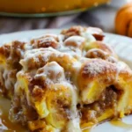 Heavenly Pumpkin Cinnamon Roll Casserole