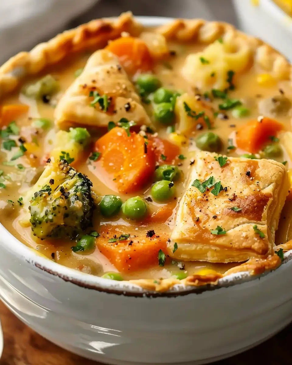 Veggie Pot Pie Soup: Hearty Comfort with Turkey Bacon Twist
