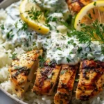 Dump-and-Bake Chicken Tzatziki Rice