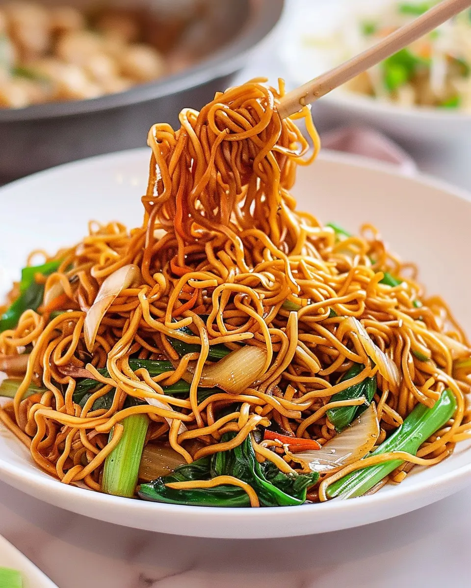 Cantonese Chow Mein: Easy Sautéed Noodles with Turkey Bacon and Chicken Ham