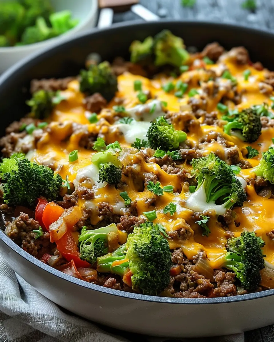 Keto Hamburger Broccoli Skillet: Easy Turkey Bacon Delight