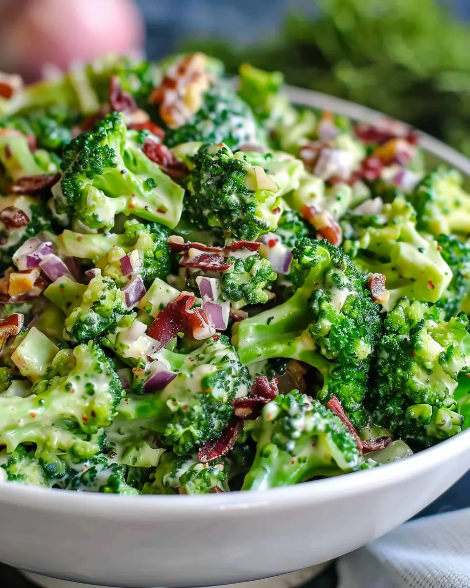 Best Broccoli Salad Recipe with Turkey Bacon and Chicken Ham