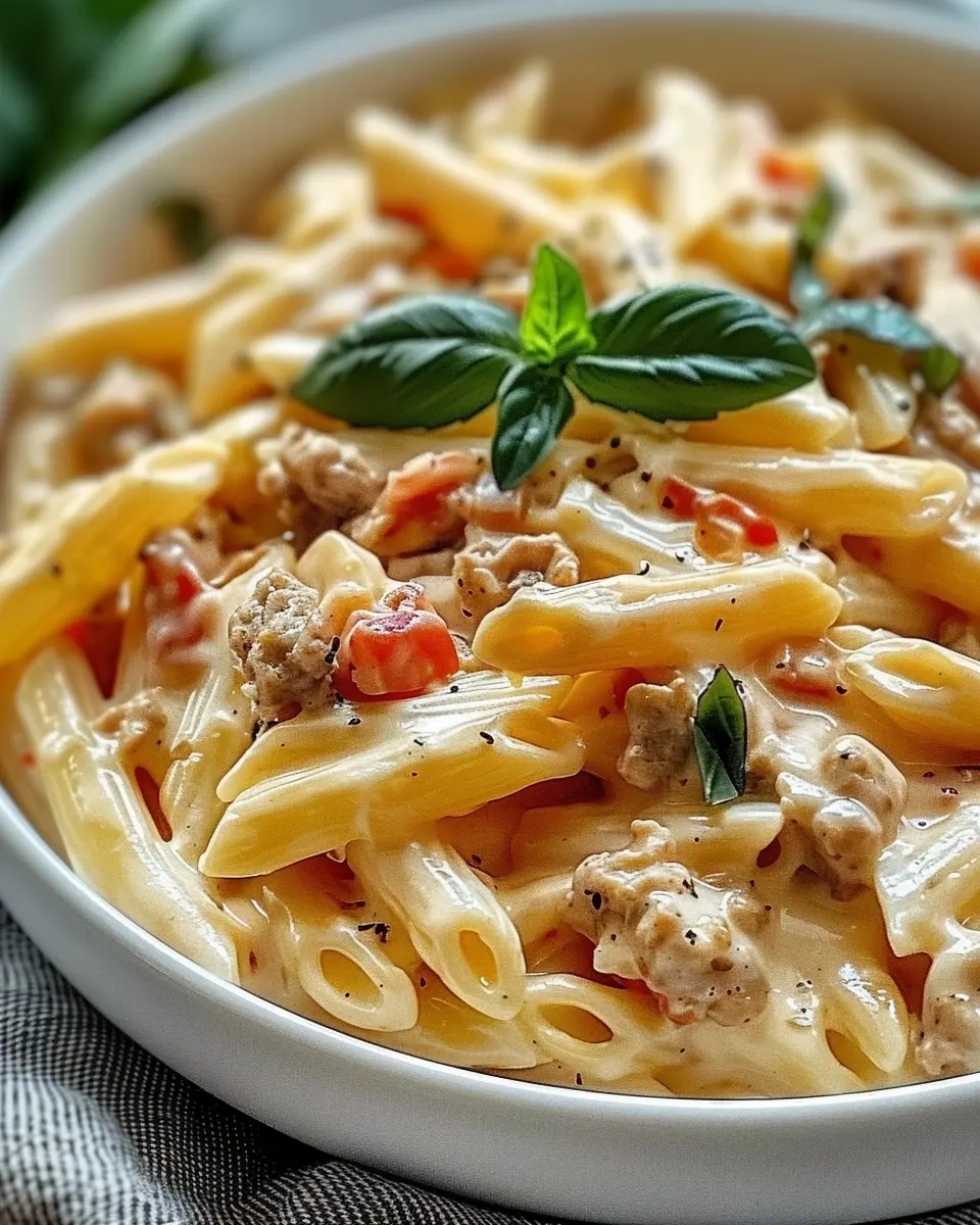 Creamy Rotel Pasta with Turkey Bacon and Chicken Ham Delight