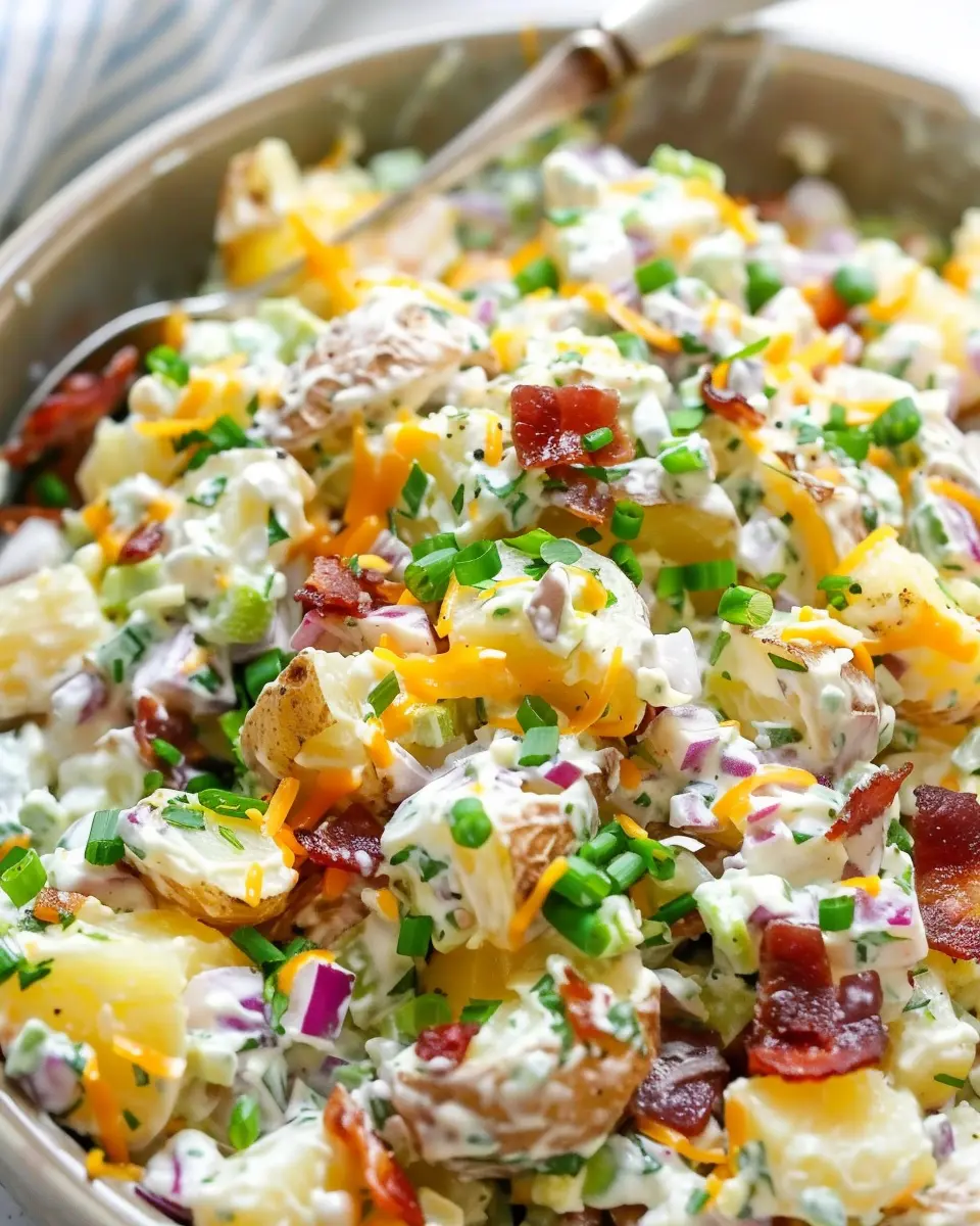 Loaded Baked Potato Salad: The Best Recipe with Turkey Bacon and Chicken Ham