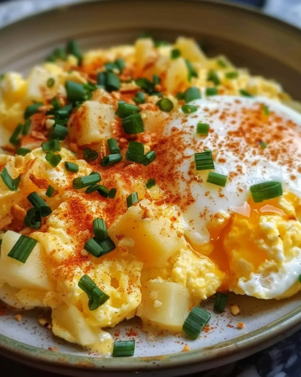 Cheesy Potato Egg Scramble: A Delicious Twist with Turkey Bacon