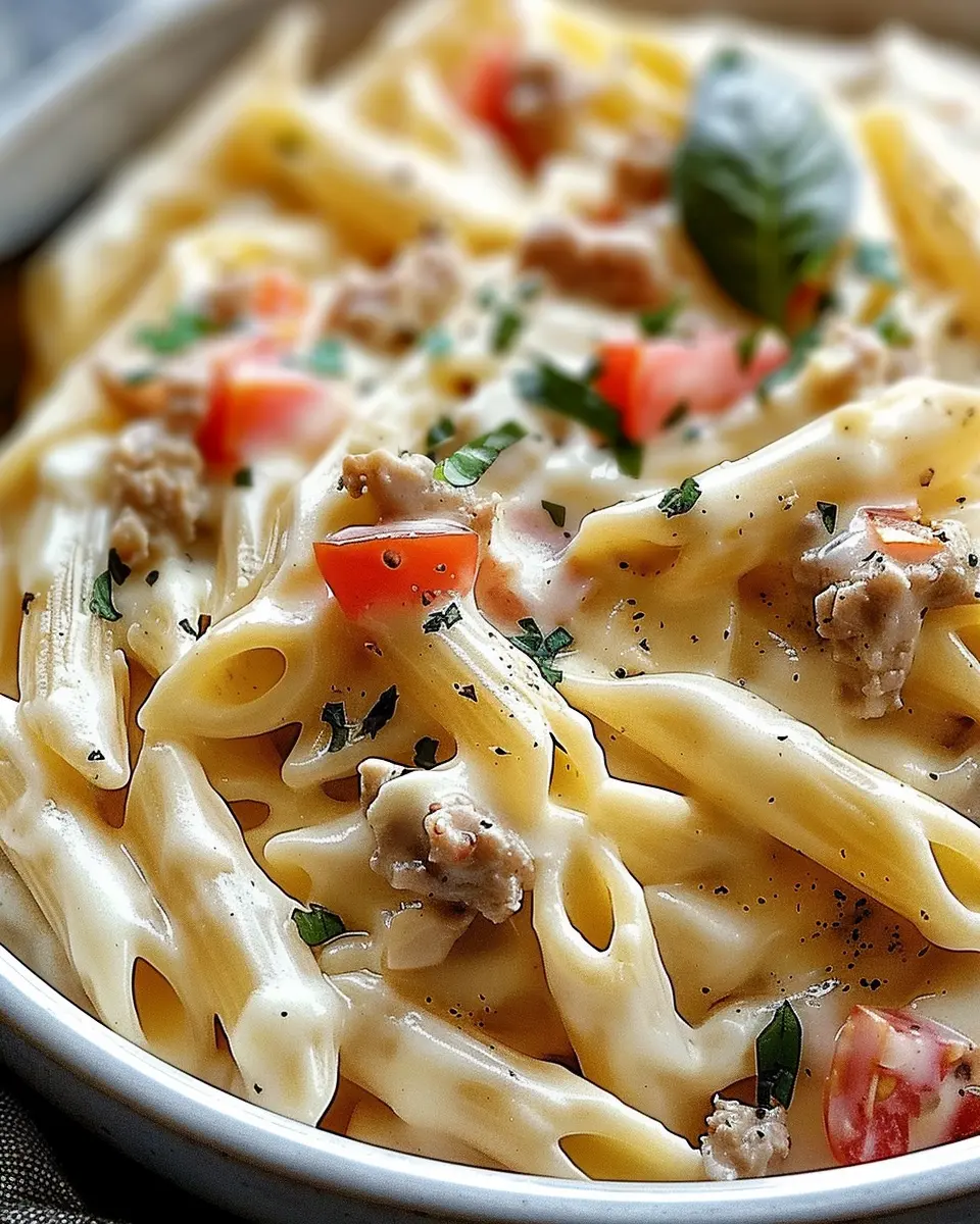 Creamy Rotel Pasta with Turkey Bacon and Chicken Ham Delight