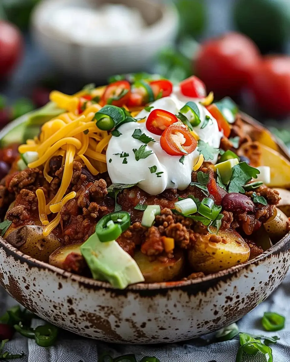 Loaded Potato Taco Bowl: Indulgent Comfort Food with Turkey Bacon