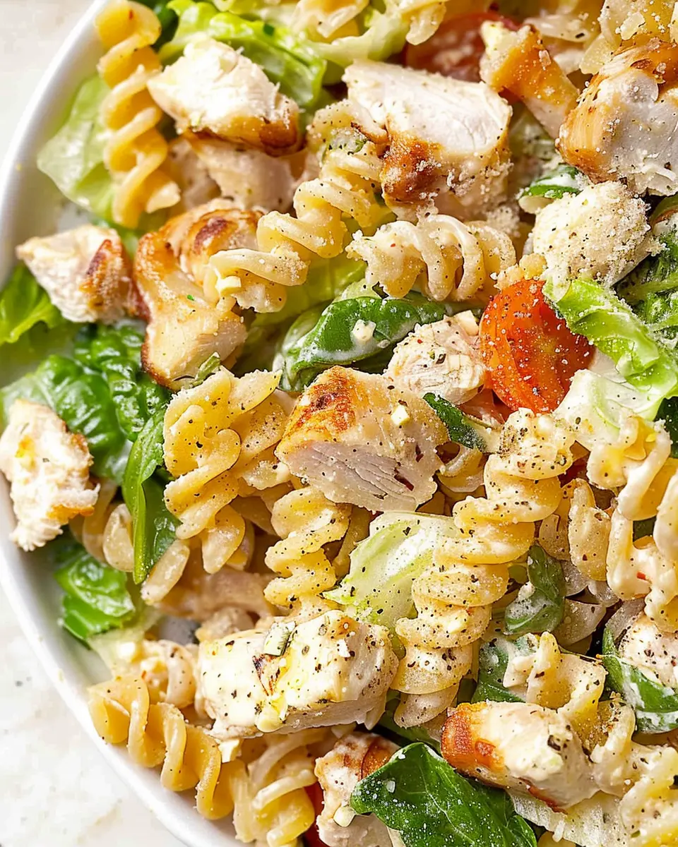 Chicken Caesar Pasta Salad with Creamy Turkey Bacon Delight