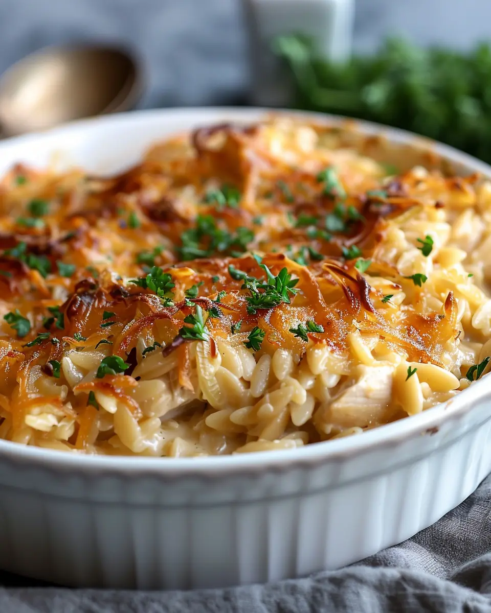 French Onion Chicken Orzo Casserole: A Comforting Family Favorite