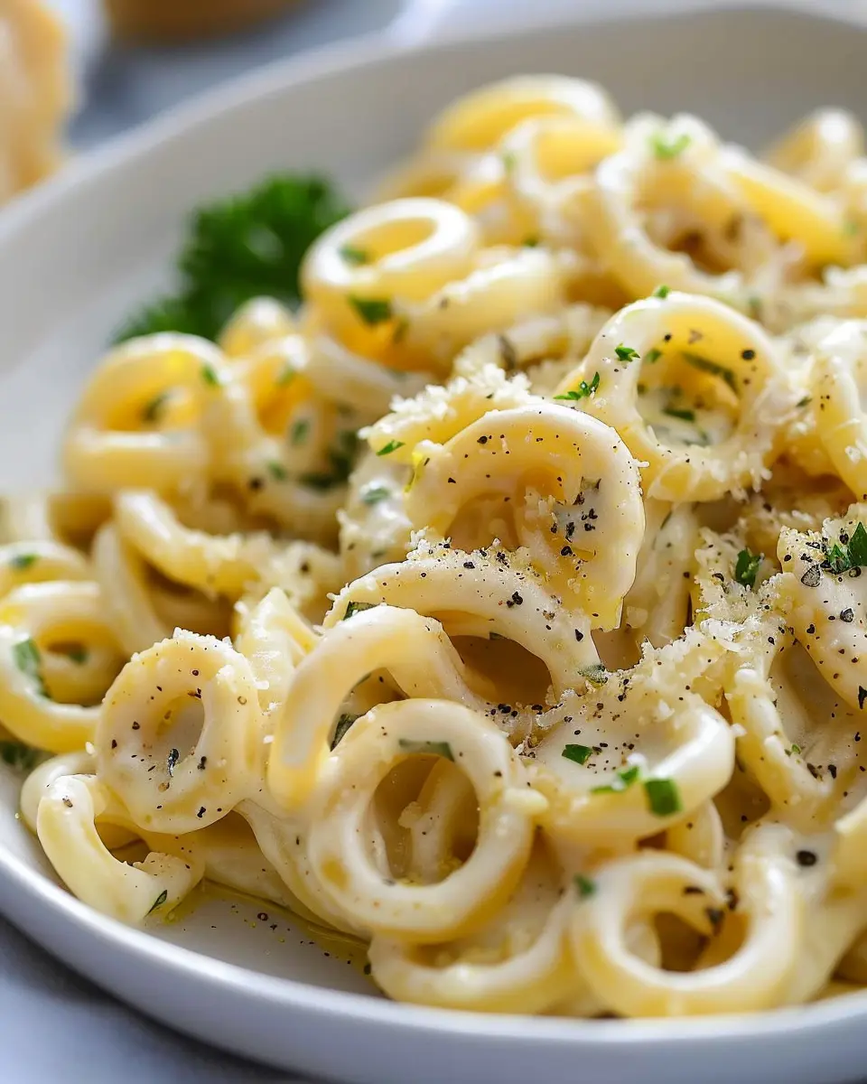 Garlic Butter Pasta with Turkey Bacon and Chicken Ham Delight